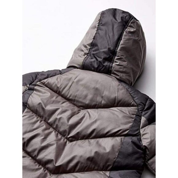 Vertical 9 Boys Hooded Puffer Jacket Black Grey Orange Size Large - Picture 2 of 2